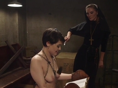 Lesbian nun whipping sinner sister