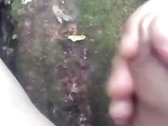 Wank and cum in the woods