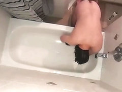 Chastitty Puppy Scrubs Master's Bathtub