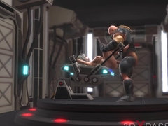 Hard fuck in the sci-fi lab! Hot blonde gets fucked by space soldier