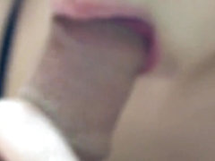 Hot teen does close up blowjob - cum in mouth and swallow