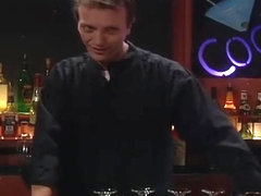 Bartender serves up his long neck for cumsumption