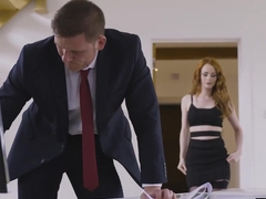 Gorgeous redhead secretary Ella Hughes seduces her boss