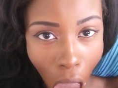 Cute breasty ebony experienced woman featuring blowjob video