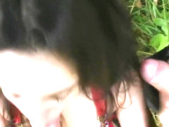 French brunette fuck in forest