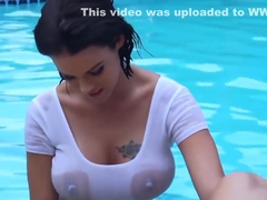 Huge boobs pornstar Peta Jensen hot poolside hardcore