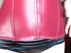 Red Leather Corset Tease