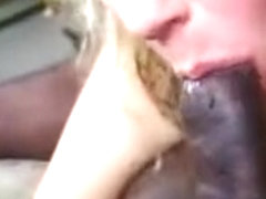 Energetic blonde getting her throat roughly fucked by a huge black cock
