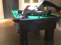 Striptease at the billiard table - Hot brazilian striper hot ass