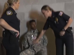 Thief soldier is taught how to take orders by horny milf cops