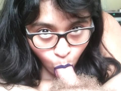 Sucking my boyfriend's dick while wearing blue lipstick