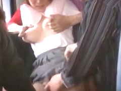 Schoolgirl Getting Her Tits Rubbed Nipples Sucked Pussy Fingered Mouth Fucked By Guys On The Bus