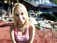 Petite blonde knows how to jerk a guy off...