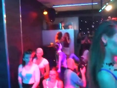 Nude babes are working in the night club and amusing people while touching on the stage