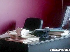 Gaysex office hunk squirted with cum