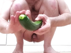Straight guy's ass fucked deep by big zucchini - courgette anal fuck