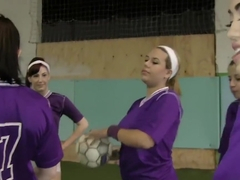 Unusual football training for naughty lesbian teens